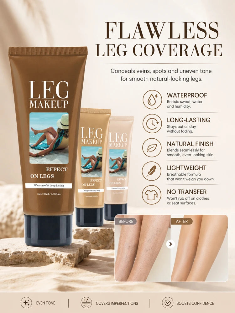 LegAura™ Bronzed Waterproof Body Veil – Full Coverage Leg Concealer Cream for Flawless, Smooth & Naturally Glowing Legs