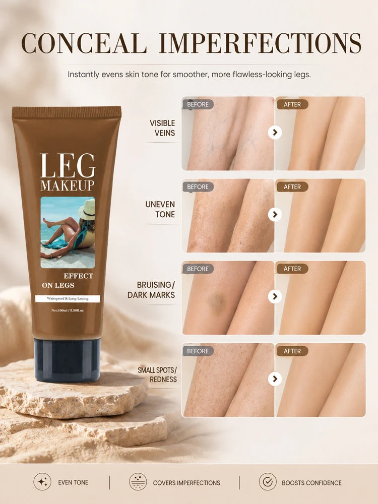 LegAura™ Bronzed Waterproof Body Veil – Full Coverage Leg Concealer Cream for Flawless, Smooth & Naturally Glowing Legs