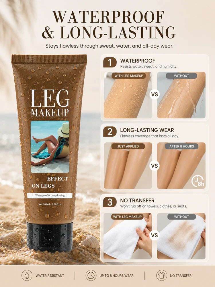 LegAura™ Bronzed Waterproof Body Veil – Full Coverage Leg Concealer Cream for Flawless, Smooth & Naturally Glowing Legs