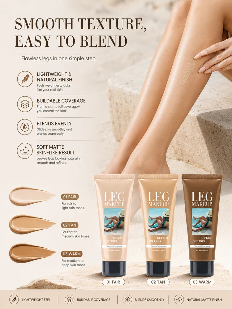 LegAura™ Bronzed Waterproof Body Veil – Full Coverage Leg Concealer Cream for Flawless, Smooth & Naturally Glowing Legs